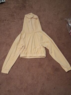 iris Cropped Hooded Sweatshirt in Pale Peach